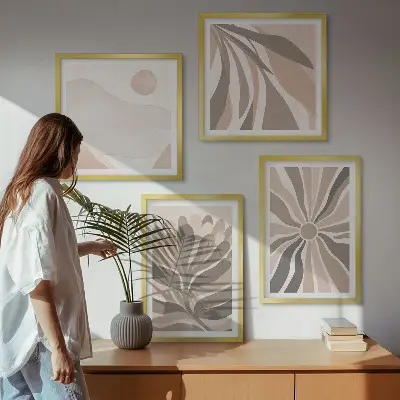 Set de tablouri gata de agățat cu modele abstracte de plante
