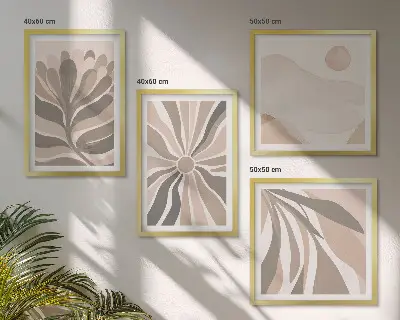 Set de tablouri gata de agățat cu modele abstracte de plante