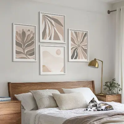 Set de tablouri gata de agățat cu modele abstracte de plante