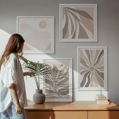 Set de tablouri gata de agățat cu modele abstracte de plante