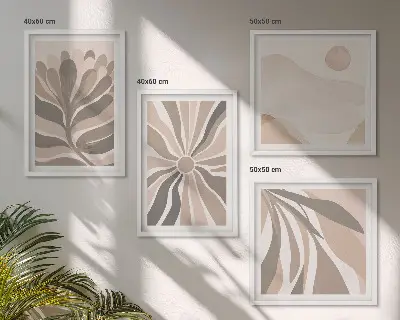 Set de tablouri gata de agățat cu modele abstracte de plante