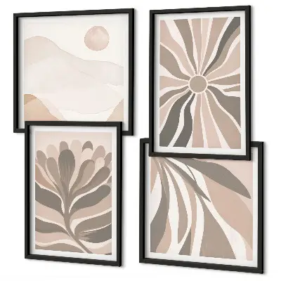Set de tablouri gata de agățat cu modele abstracte de plante