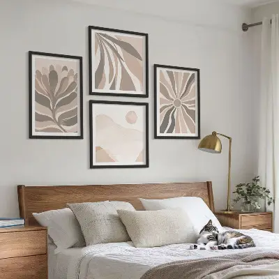 Set de tablouri gata de agățat cu modele abstracte de plante