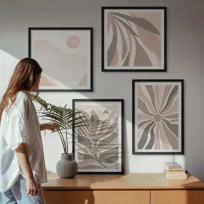 Set de tablouri gata de agățat cu modele abstracte de plante