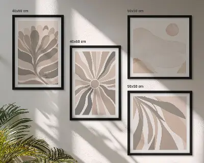 Set de tablouri gata de agățat cu modele abstracte de plante
