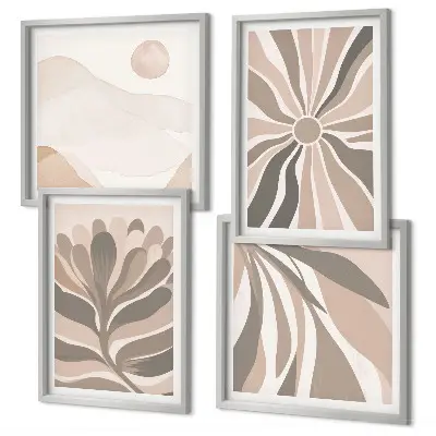 Set de tablouri gata de agățat cu modele abstracte de plante