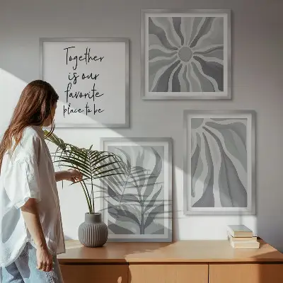 Compoziție de tablouri pentru perete cu ilustrații cu modele florale pastelate