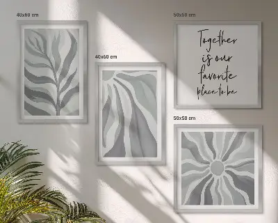 Compoziție de tablouri pentru perete cu ilustrații cu modele florale pastelate