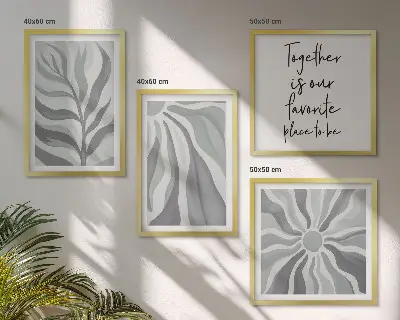 Compoziție de tablouri pentru perete cu ilustrații cu modele florale pastelate