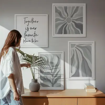 Compoziție de tablouri pentru perete cu ilustrații cu modele florale pastelate