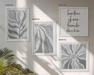 Compoziție de tablouri pentru perete cu ilustrații cu modele florale pastelate