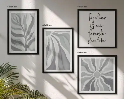 Compoziție de tablouri pentru perete cu ilustrații cu modele florale pastelate