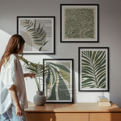 Set tablouri gata de agățat Ilustrații pastelate cu valuri de frunze