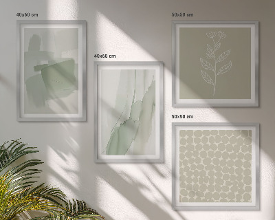 Compoziție de tablouri pentru perete Plante abstracte în acuarelă