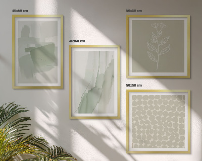 Compoziție de tablouri pentru perete Plante abstracte în acuarelă