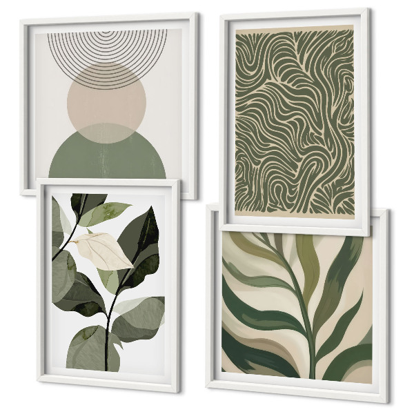 Compoziție de tablouri pentru perete Frunze forme geometrice abstracte