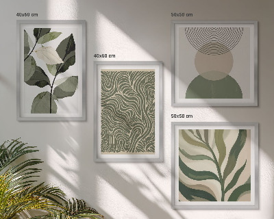 Compoziție de tablouri pentru perete Frunze forme geometrice abstracte