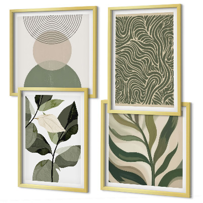 Compoziție de tablouri pentru perete Frunze forme geometrice abstracte