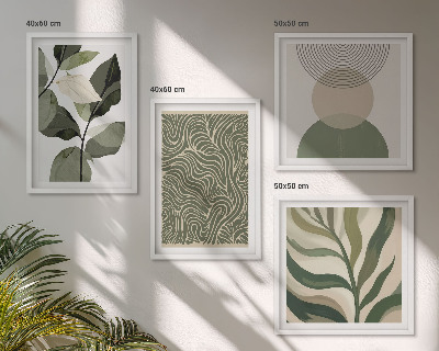 Compoziție de tablouri pentru perete Frunze forme geometrice abstracte