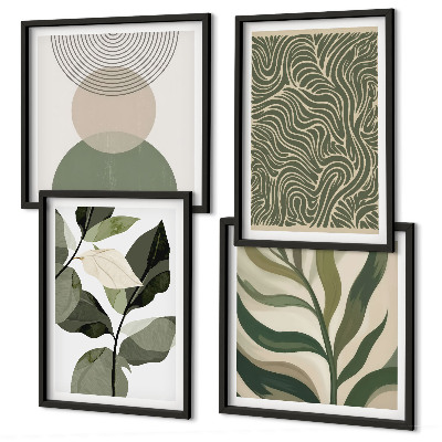 Compoziție de tablouri pentru perete Frunze forme geometrice abstracte