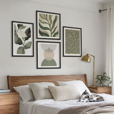 Compoziție de tablouri pentru perete Frunze forme geometrice abstracte