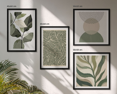 Compoziție de tablouri pentru perete Frunze forme geometrice abstracte