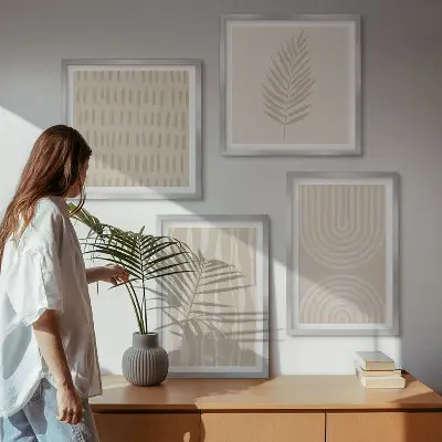 Set de tablouri cu plante bej gata de agățat