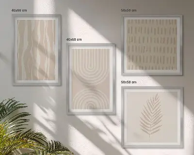 Set de tablouri cu plante bej gata de agățat