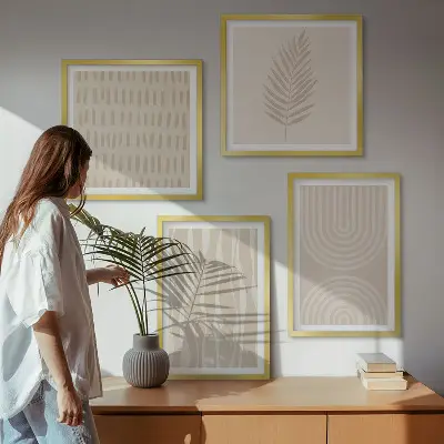 Set de tablouri cu plante bej gata de agățat