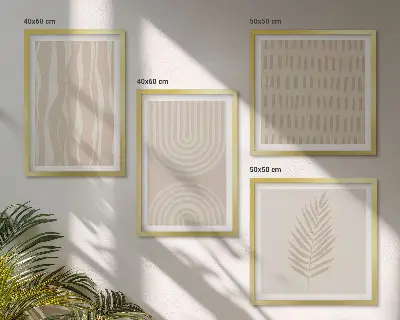 Set de tablouri cu plante bej gata de agățat