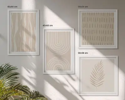 Set de tablouri cu plante bej gata de agățat