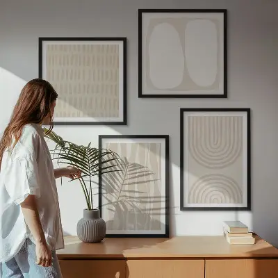 Set de tablouri decorative pentru perete cu imprimeu abstract în stil boho