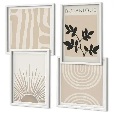 Set de tablouri gata de agățat cu modele abstracte de plante