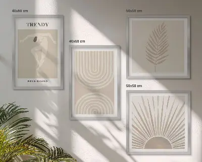 Compoziție de tablouri pentru perete cu postere abstracte în stil boho pastelat