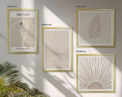 Compoziție de tablouri pentru perete cu postere abstracte în stil boho pastelat