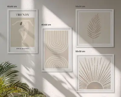 Compoziție de tablouri pentru perete cu postere abstracte în stil boho pastelat