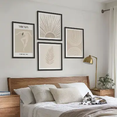 Compoziție de tablouri pentru perete cu postere abstracte în stil boho pastelat