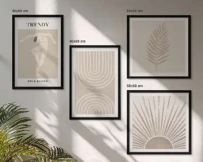Compoziție de tablouri pentru perete cu postere abstracte în stil boho pastelat