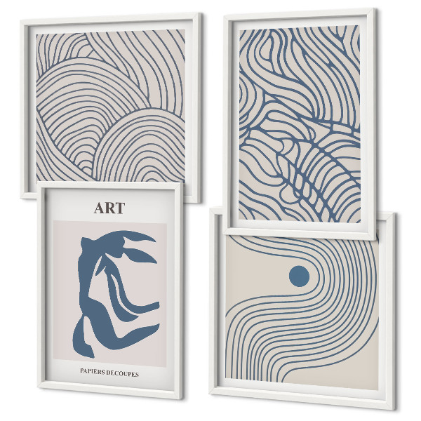 Set tablouri gata de agățat Linii albastre abstracte