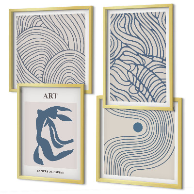 Set tablouri gata de agățat Linii albastre abstracte