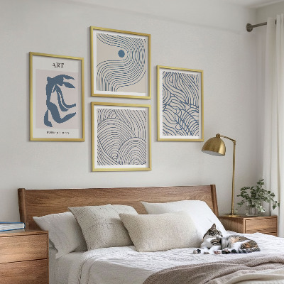 Set tablouri gata de agățat Linii albastre abstracte