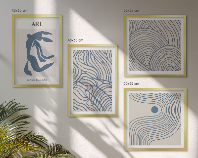 Set tablouri gata de agățat Linii albastre abstracte
