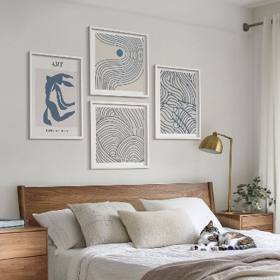 Set tablouri gata de agățat Linii albastre abstracte