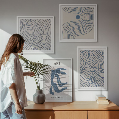 Set tablouri gata de agățat Linii albastre abstracte