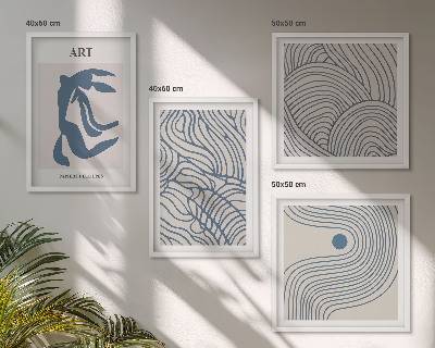 Set tablouri gata de agățat Linii albastre abstracte
