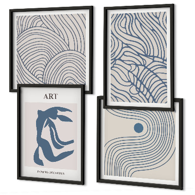 Set tablouri gata de agățat Linii albastre abstracte