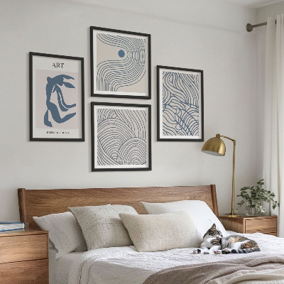 Set tablouri gata de agățat Linii albastre abstracte