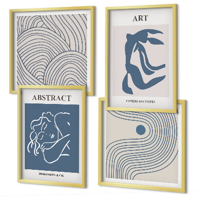 Compoziție de tablouri pentru perete Poster cu linii abstracte și valuri
