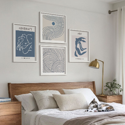 Compoziție de tablouri pentru perete Poster cu linii abstracte și valuri