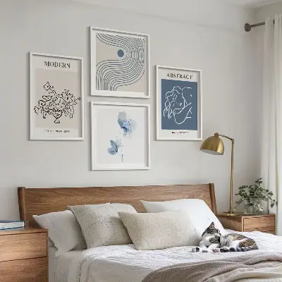 Set de tablouri cu postere abstracte cu linii de flori gata de agățat